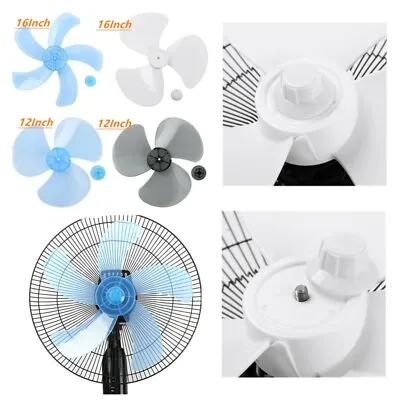 Fan Blade 3/5 Leaves With Nut Cover For Standing Pedestal Fan Table Fanner Parts • £8.54
