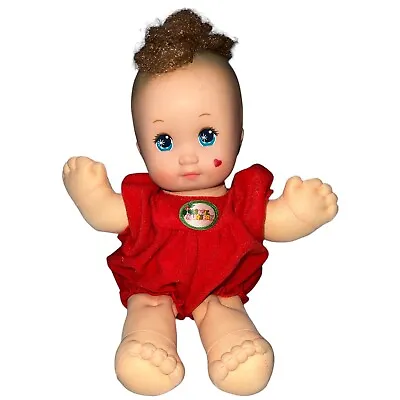 Christmas Magic Nursery Baby Doll 1989 Red Jumper Brown Hair • $9.59