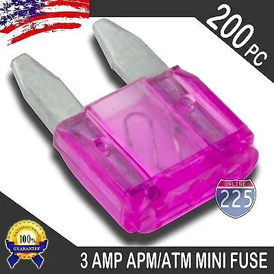 200 Pack 3A Mini Blade Style Fuses APM/ATM 32V Short Circuit Protection Car Fuse • $18.90