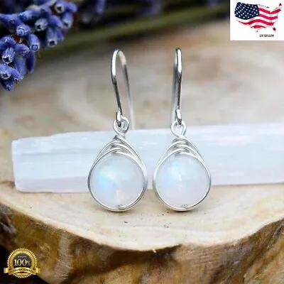 Fashion 925 Silver Plated Drop Earrings Women Jewelry Moonstone Garnet Simulated • $3.99