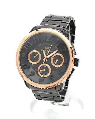 Mark Naimer 50mm Dial Black And Rose Gold Tone Stainless Men's Watch Mn-7024 • $52.95