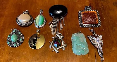 Vintage Pendant Lot L Burch 925 S Cov Jade • $32