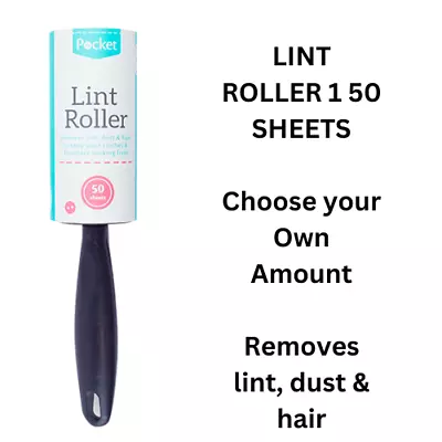 50 Sheets Lint Roller Pet Hair Clothes Fluff Dust Remover Sticky - Choose Amount • £4.99