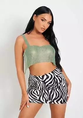 Cynthia Green Chainmail Strappy Crop Top • £16