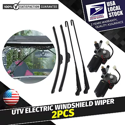 2× Universal Electric UTV Windshield Wiper Kit W/ 12V Motor For Polaris Kawasaki • $45.19
