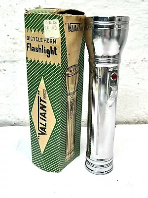 ✨NOS Vintage 1950s Valiant Bicycle Horn Flashlight Boys Deluxe Bike Accessory 8” • $19.99