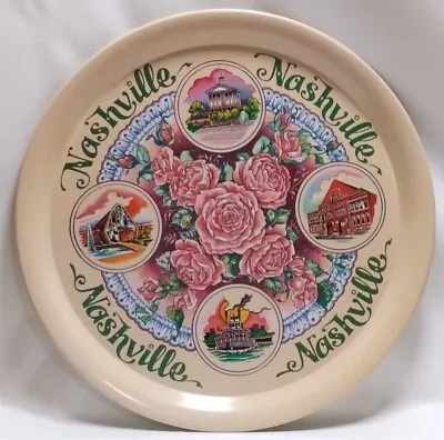 Vintage 11” Nashville Floral Tin Drink Tray Wall Hanging Plaque Country • $15
