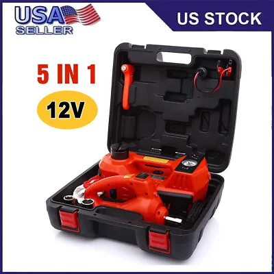 Hydraulic Car Jack Lift 5 Ton 12V Electric Floor Jack With Tire Inflator Pump US • $75.90