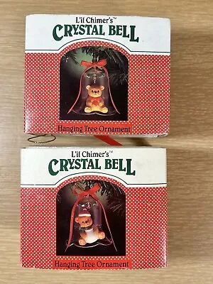 2 Vintage Christmas L'il Chimer's Crystal Bell Hanging Ornaments Set Of 2 NEW • $17.60