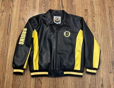 Boston Bruins Vintage GIII Carl Banks Faux Leather Polyvinyl NHL Hockey Jacket • $127.99