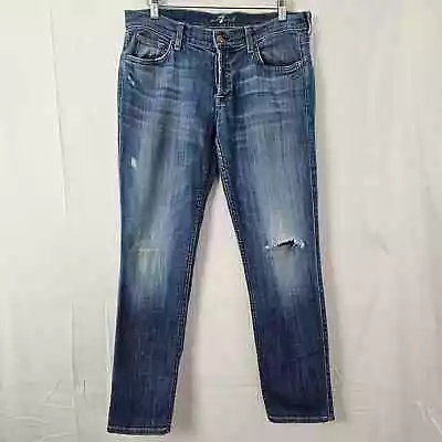 7 Seven For All Mankind Josefina Skinny Boyfriend Jeans 32x38 Denim Pants Blue • $19.95