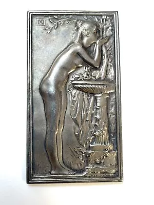 $345 • Buy Art Nouveau Silver Medal Daniel-dupuis France Nude Drinking At Fountain 1900