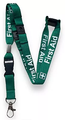 15mm Green First Aid Lanyard With 3 Point (Triple) Safety Breakaway & Clip • £4.79