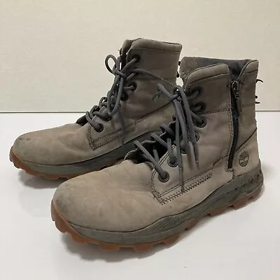 Timberland Boots Mens US 9W UK 8.5 Grey Leather Outdoor Hiking Lace Up • $49.95