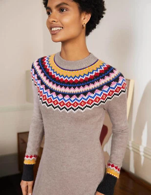 £48 • Buy BODEN  New Millie Fair Isle Knitted Dress - Mink Melange - UK 14 L - D0034