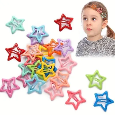 20x Girls Cute Star Hair Clips Mixed Color Mini Hairpins Hair Claws Kids Baby • £4.89