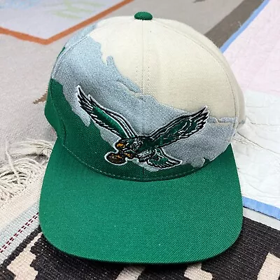 Vintage Mitchell And Ness Philadelphia Eagles Splash Snapback Hat Wool Blend • $44.95