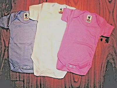 Baby Grow Body Suits Popper Vest Short Sleeve BluePinkWhite Newborn0-24 Month • £3.55