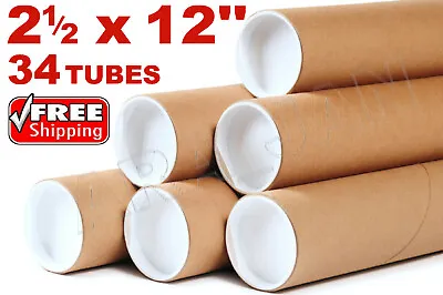 2.5 X 12  Kraft Tubes Poster Document Graphics Mailing Shipping Packing Tube 34p • $62.95