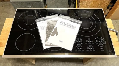 $1495 • Buy *Watch Testing On YouTube* Wolf® 36” Used Electric Cooktop Stovetop Range CT36E