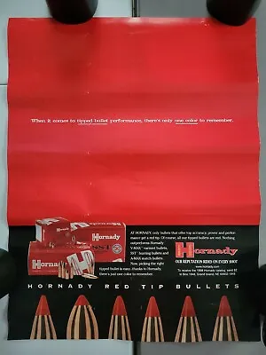 Vintage Hornady Red Tip Bullets Ammo Size Chart Hunting Store Advertising Poster • $200