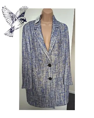 New ⭐ ZARA Textured Boucle Tweed Oversized Coat Jacket Size S Blue Camel Cream • $67.74