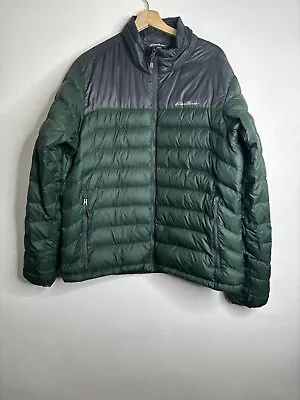 Eddie Bauer Goose Down Full Zip Puffer Jacket Men’s Size Large Green • $27.99