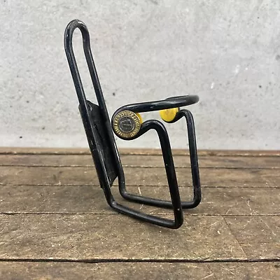 Vintage Elite Water Bottle Cage Black MTB LightWeight Tubular Yellow Brass • $16.99