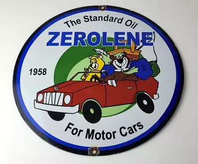 Vintage Standard Oil Sign - Zerolene Gasoline Porcelain Gas Pump Plate Sign • $139.47