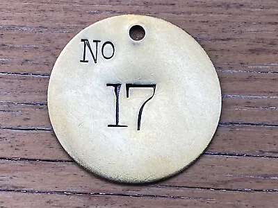 Number 17 Tag Brass Metal Large 2” Numbered Keychain Fob Cattle Tag Mining Cow • $13.49