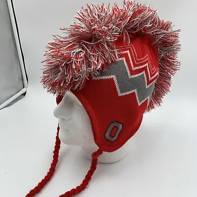 Ohio State Buckeyes Adult Mohawk Helmet Beanie Ear Flaps Tassel • $8.80