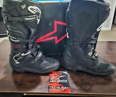 Alpinestars Tech 7 Black Motorcycle Boots MX Motocross MotoX Off-Road - Size 9 • $399.99