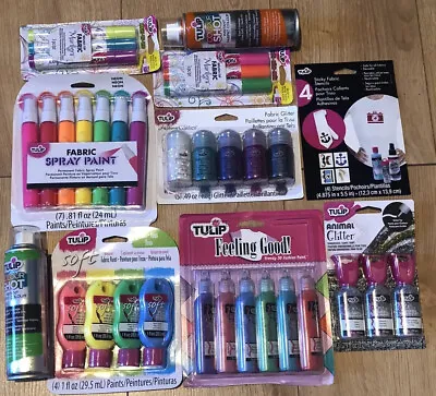 Tulip Carded Fabric Paint Bundle Neon Glitter Pens Sprays (lot E) • £16.95