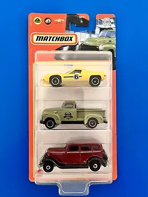2021 Matchbox 3 Pack COFFEE CRUISERS 2 - 1947 CHEVY AD 1933 PLYMOUTH 1972 LOTUS • $24.95