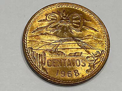 1968  Mexico 20 Centavos Coin Km#439 Bronze Circulated • $8.99