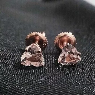 2 Ct Heart Cut Lab Created Morganite Stud Earrings 14k Rose Gold Plated • $59.99