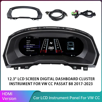 12.3  LCD Screen Digital Cluster Instrument HDMI For VW Passat B8 CC 2019-2023 • $589.99