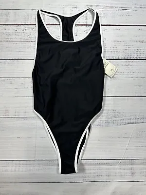 Volcom Women's Black White Swimming Bathing Suit One Piece Logo Sz XS NWT • $42.49