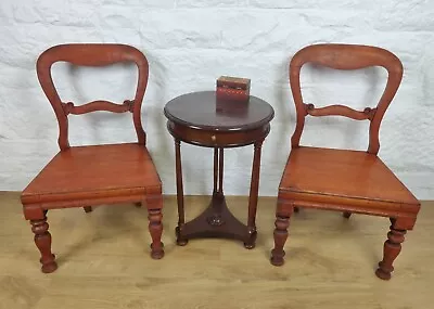 Balloon Back Dining Chairs Carved Turned Legs Mahogany Antique Postage Available • £60