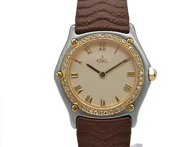 $1913.44 • Buy EBEL Classic Wave Stahl-Gold Quartz Women's Watch/Diamond Bezel / Ref 181930