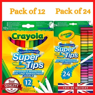 Crayola Super Tips Felt Tip Pens - Washable Markers - Pack Of 12 & 24 Free Ship* • £7.08