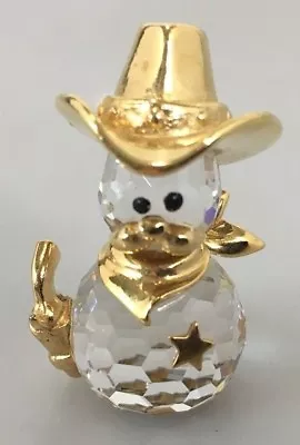 Crystal Sheriff Gold Cowboy Hat Mustache Scarf Badge Gun Figurine 1 3/8 Inches  • $22.05