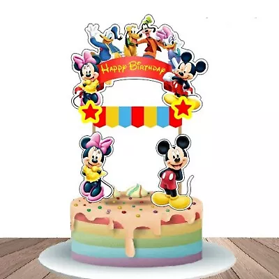 Mickey And Minnie Mouse Friends Birthday Cake Topper Decoration SELF-ASSEMBLY • £6.99