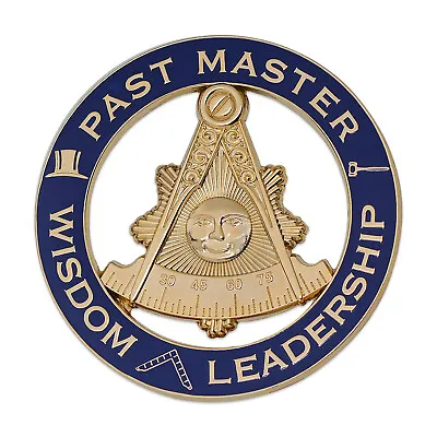 Past Master Leadership Round Masonic Auto Emblem - [Blue & Gold][3'' Diameter] • $11.99