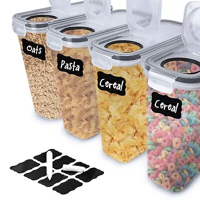 4x Containers Airtight Food Storage Kitchen Accessories Cereal Tub Lid Boxes Set • £12.99