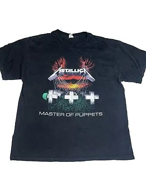Metallica Master Of Puppets Black Graphic Retro SpellOut Men's Alstyle Sz XL • $29.95