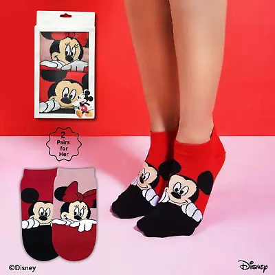 Disney Mickey Mouse Minnie Mouse Socks For Women Lowcut Sock Gift For Her 2 Pair • $26.99
