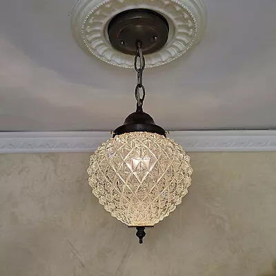 347c Antique Vintage 1910's 30's Glass Ceiling Light Fixture Globe Pendant Porch • $450