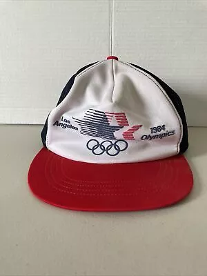 Vintage 1984 Los Angeles Olympics Snap Back Blue Mesh Foam Trucker Hat Cap! • $18.49