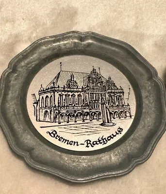 Tin Plate Wall Hanging Bremen-Rathaus  Decorative Plate German 4” • $0.99